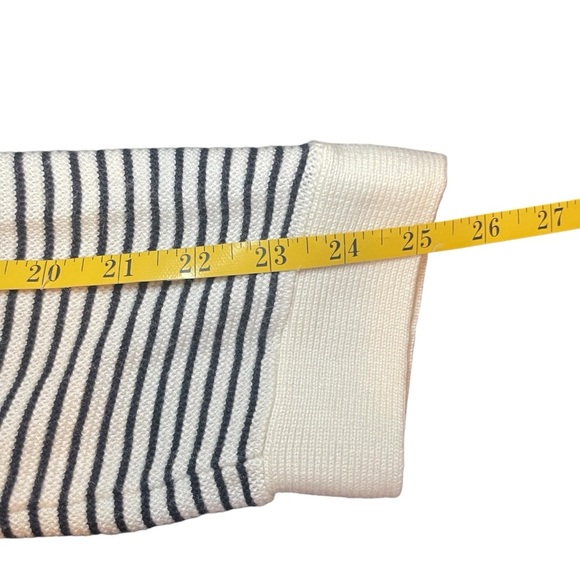 Talbots Petite Sweater Navy Cream Striped Link Stitch V Neck Pullover XLP Sailor - Picture 10 of 12